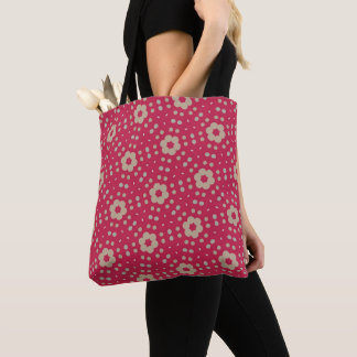Retro-Blumen-Polka-Punkt-Tasche | Kräftiges Karmes