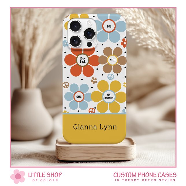 Retro-Blumen-Power-Monogramm Case-Mate iPhone Hülle (Von Creator hochgeladen)