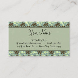 Retro Blumen-Seegrün mit Streifen und Monogramm Visitenkarte