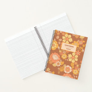 Retro-Blumen-Spiralblock Notizbuch