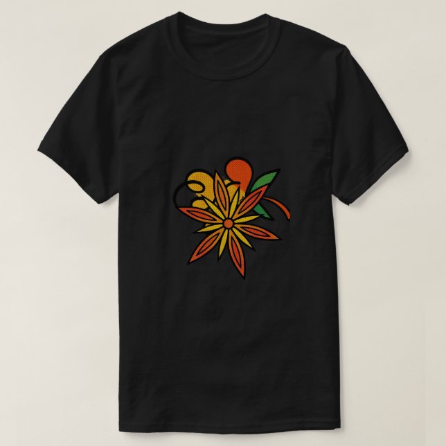 Retro-Blumen-T-Shirt T-Shirt (Design vorne)