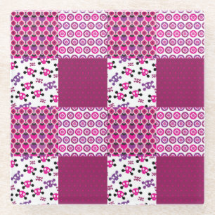 Retro-Blumen-Totenkopf-Polka-Dot Glasuntersetzer