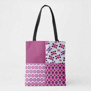 Retro-Blumen-Totenkopf-Polka-Punkt