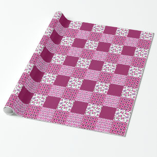 Retro-Blumen-Totenkopf-Polka-Punkt Geschenkpapier