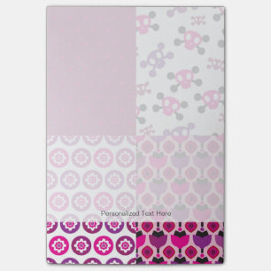 Retro-Blumen-Totenkopf-Polka-Punkt Post-it Klebezettel