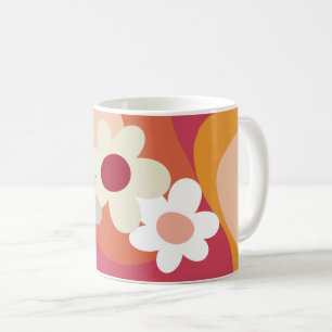 Retro-Blumen und Wellen Kaffeetasse