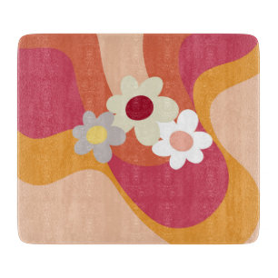 Retro-Blumen und Wellen Schneidebrett