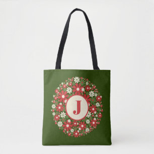 Retro-Blumen-Weihnachtskranz 60er 70er Initial