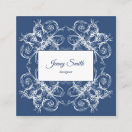 Retro Blumenbarock Quadratische Visitenkarte