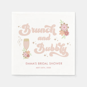 Retro-Blumenbrunch und Bubbly-Brautparty Serviette