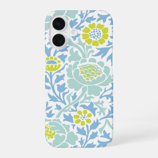 Retro-Blumendamask iPhone 16 Hülle (Rückseite)