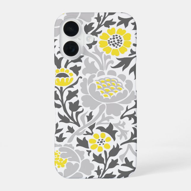 Retro-Blumendamask iPhone 16 Hülle (Rückseite)
