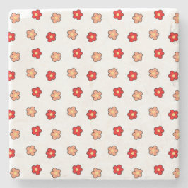 Retro Blumendesign in weißer und weißer Blume Steinuntersetzer