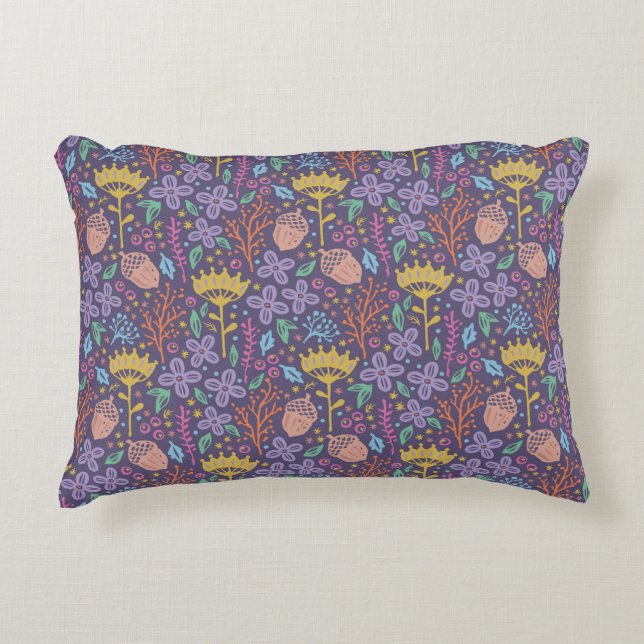 Retro Blumendesign mit Blume und Früchten. Dekokissen (Vorderseite)
