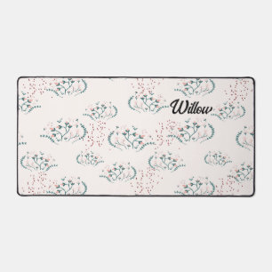 Retro-Blumendesign mit Imitate Blue Glitzer Schreibtischunterlage