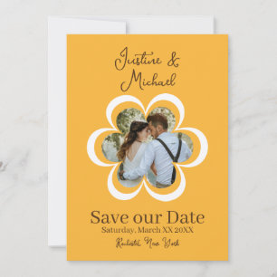 Retro-Blumenfoto Orange Hochzeit Save the Date Einladung