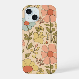 Retro-Blumenfreude | Vintage-Blumenmuster iPhone 15 Hülle