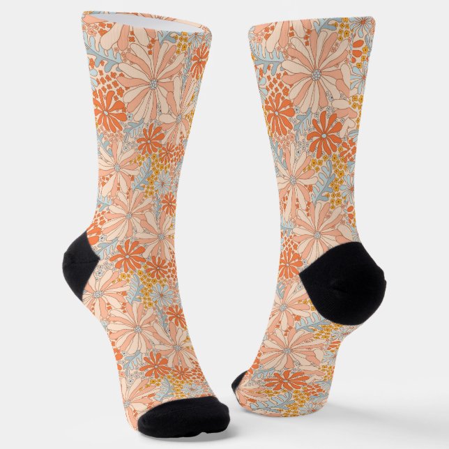 Retro-Blumengarten-Muster Socken (Gewinkelt)