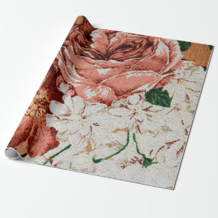 Retro Blumengewebedruck Geschenkpapier