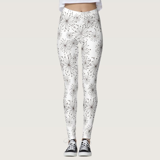 Retro Blumenhintergrund Leggings (Vorderseite)