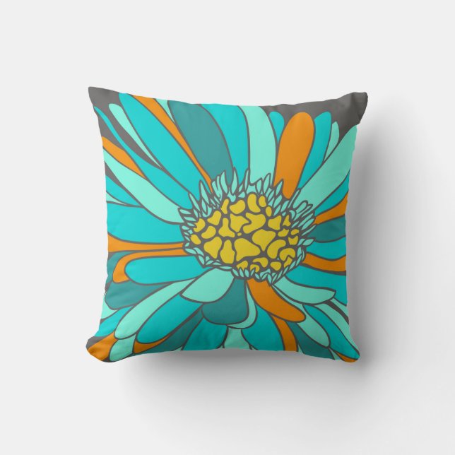 retro Blumenkissen Kissen (Vorderseite)