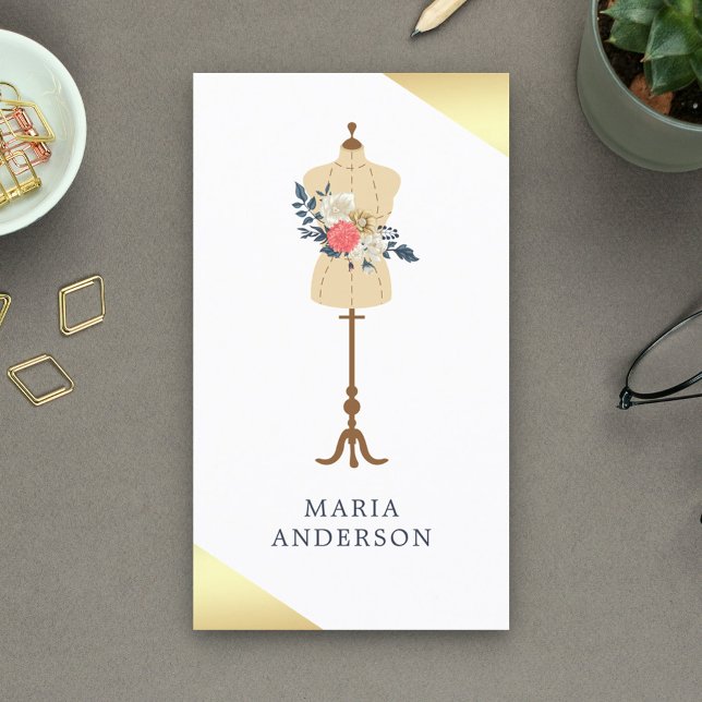 Retro Blumenkleid Form Mannequin Mode Stylist Visitenkarte (Von Creator hochgeladen)