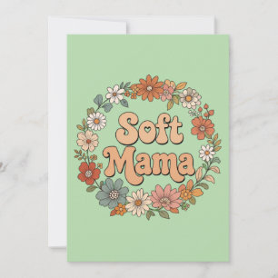 Retro-Blumenkranz "Soft Mama" Groovy-Typografie  Einladung