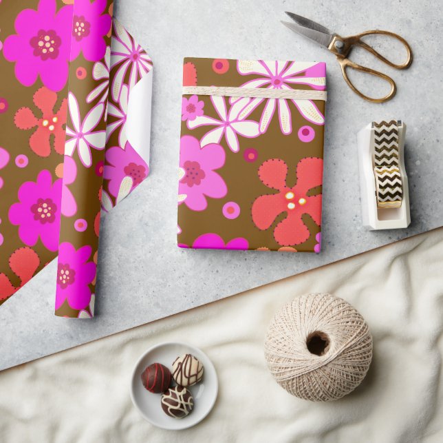 Retro-Blumenkunst  Geschenkpapier (Kunsthandwerk)