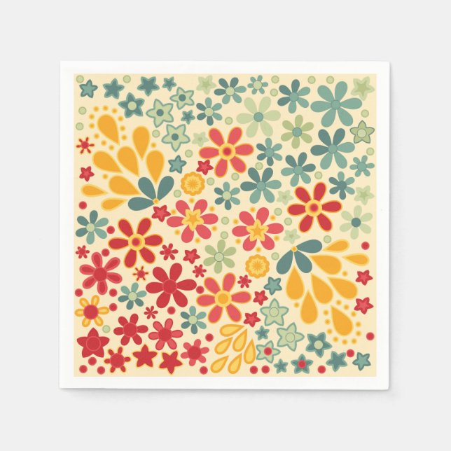 Retro. Blumenmotive Serviette (Vorderseite)