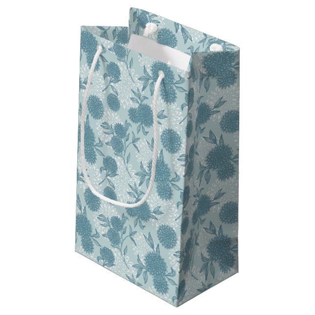 Retro Blumenmuster 2 2 Kleine Geschenktüte (Rückseite Schrägansicht)