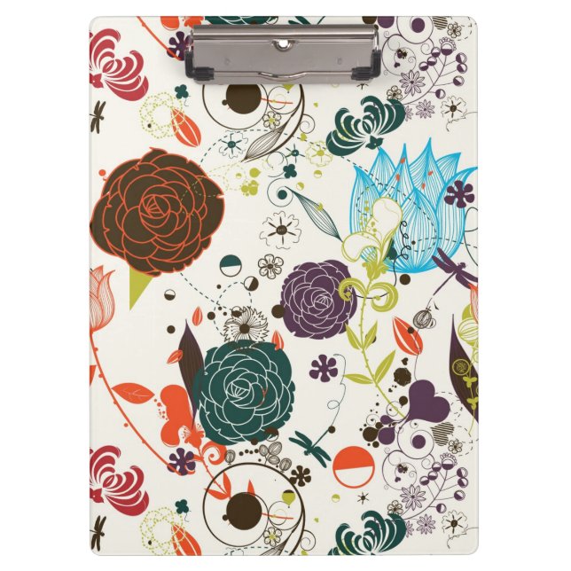 Retro Blumenmuster 2 2 Klemmbrett (Vorderseite)
