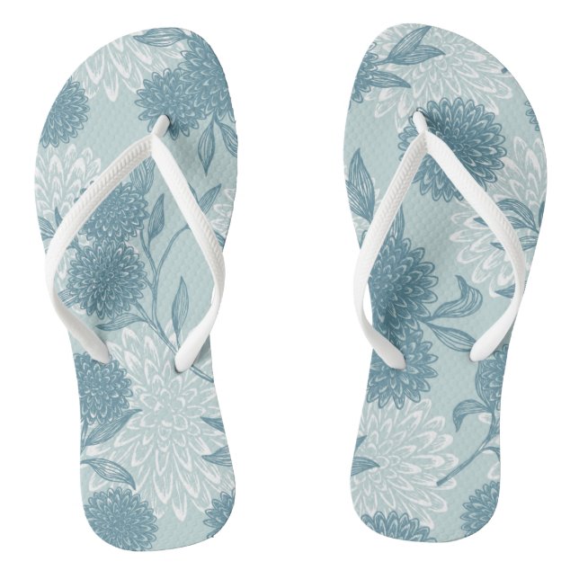Retro Blumenmuster 2 3 Flip Flops (Fußbett)