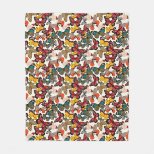 Retro Blumenmuster 2 Fleecedecke