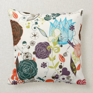 Retro-Blumenmuster 2 Kissen