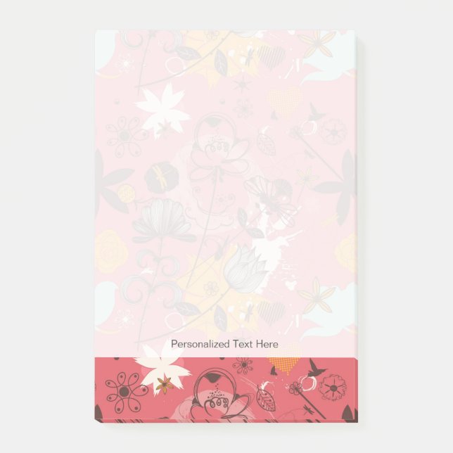 Retro-Blumenmuster 2 Post-it Klebezettel (Vorderseite)