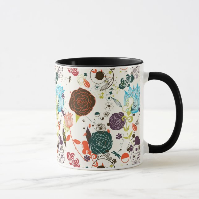 Retro Blumenmuster 2 Tasse (Rechts)