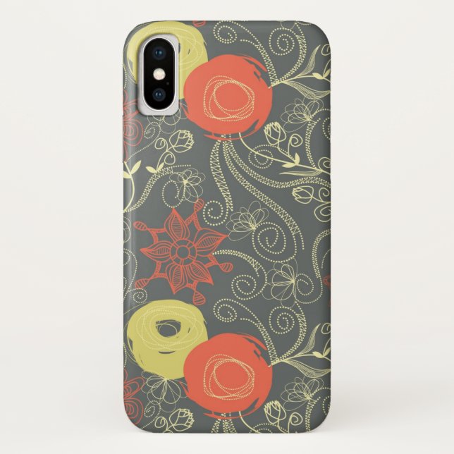 Retro Blumenmuster 3 Case-Mate iPhone Hülle (Rückseite)