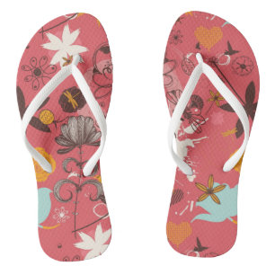 Retro Blumenmuster 4 Flip Flops