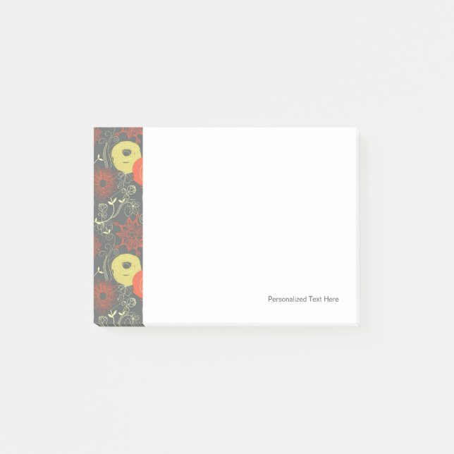 Retro-Blumenmuster 6 Post-it Klebezettel (Vorderseite)