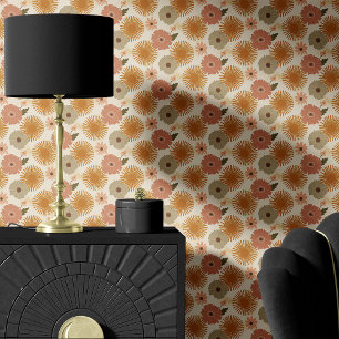 Retro-Blumenmuster auf Creme Tapete