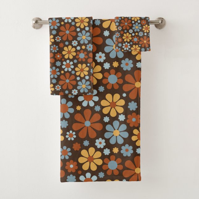 Retro-Blumenmuster Badhandtuch Set (Insitu)