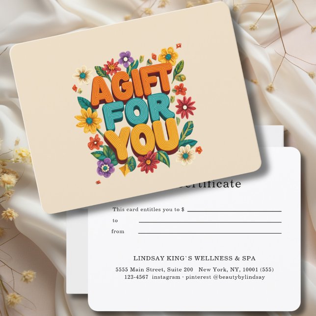 Retro-Blumenmuster-Beige-Geschenkgutschein (Retro Floral Beige Gift Certificate)