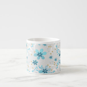 Retro , Blumenmuster , blau , grau Espressotasse