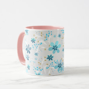Retro , Blumenmuster , blau , grau Tasse