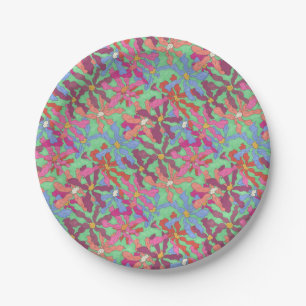 Retro-Blumenmuster Boho-Design Pappteller