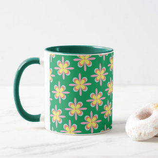 Retro-Blumenmuster Farbige Frühlingsblumen-Design Tasse