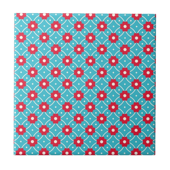 Retro-Blumenmuster Fliese (Vorderseite)