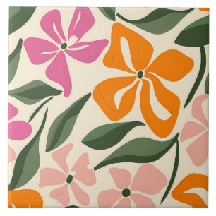 Retro-Blumenmuster Fliese
