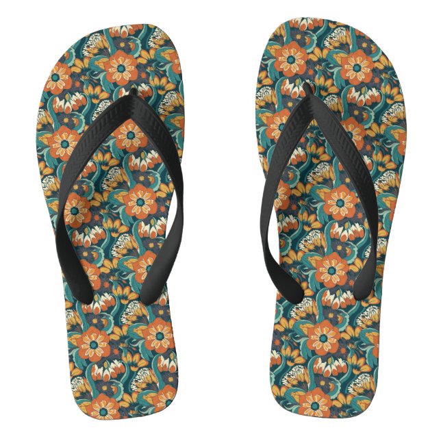 Retro-Blumenmuster Flip Flops (Fußbett)