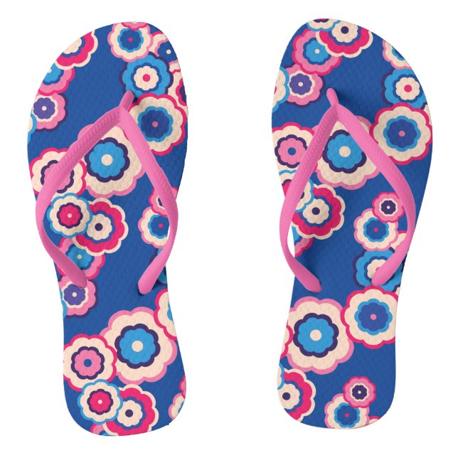 Retro-Blumenmuster Flip Flops (Fußbett)